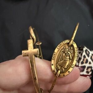 Alex and Ani Gold Saint Christopher and Cross Bracelet